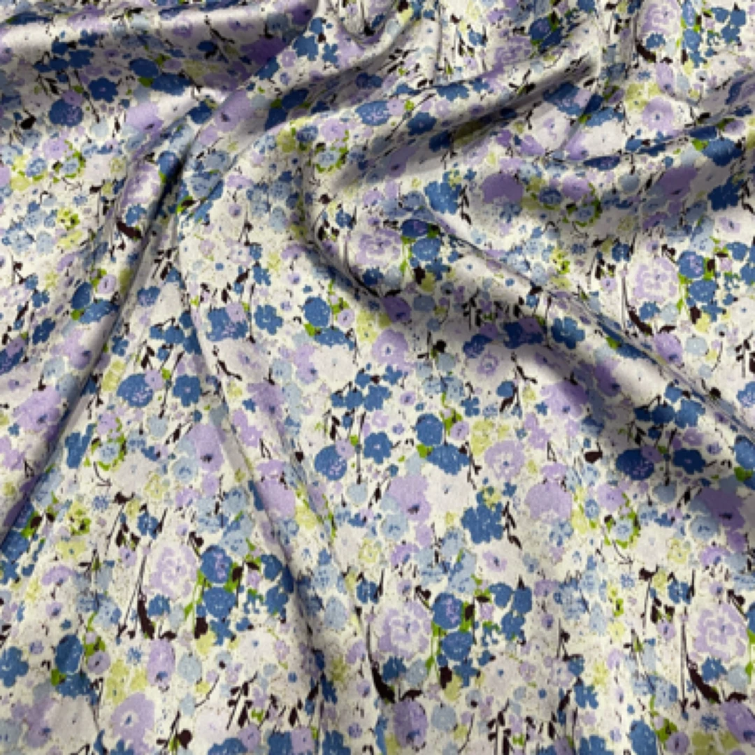 高品质蚕丝醋酸印花面料 兰花