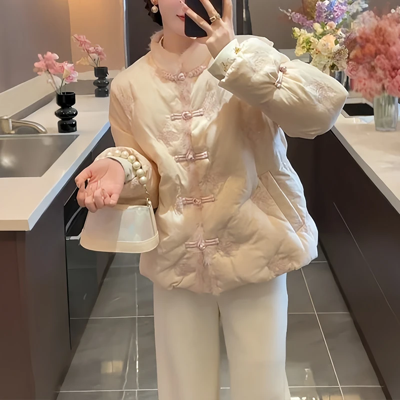 霖优【酒酿甜心】洋气减龄一整套女装新中式盘扣棉服阔腿裤两件套冬