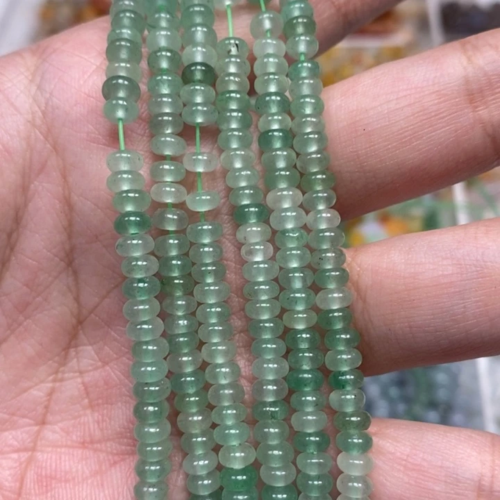 石英岩玉未镶嵌珠宝半成品非洲翠算盘珠1条
