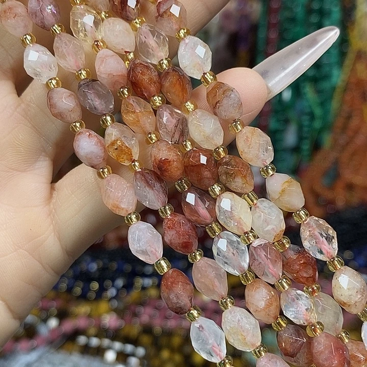 玛瑙/玉髓未镶嵌珠宝半成品天然红胶花米切卡6*8mm