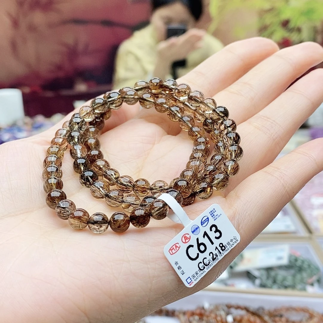 水晶手链未镶嵌C613黑金超三圈