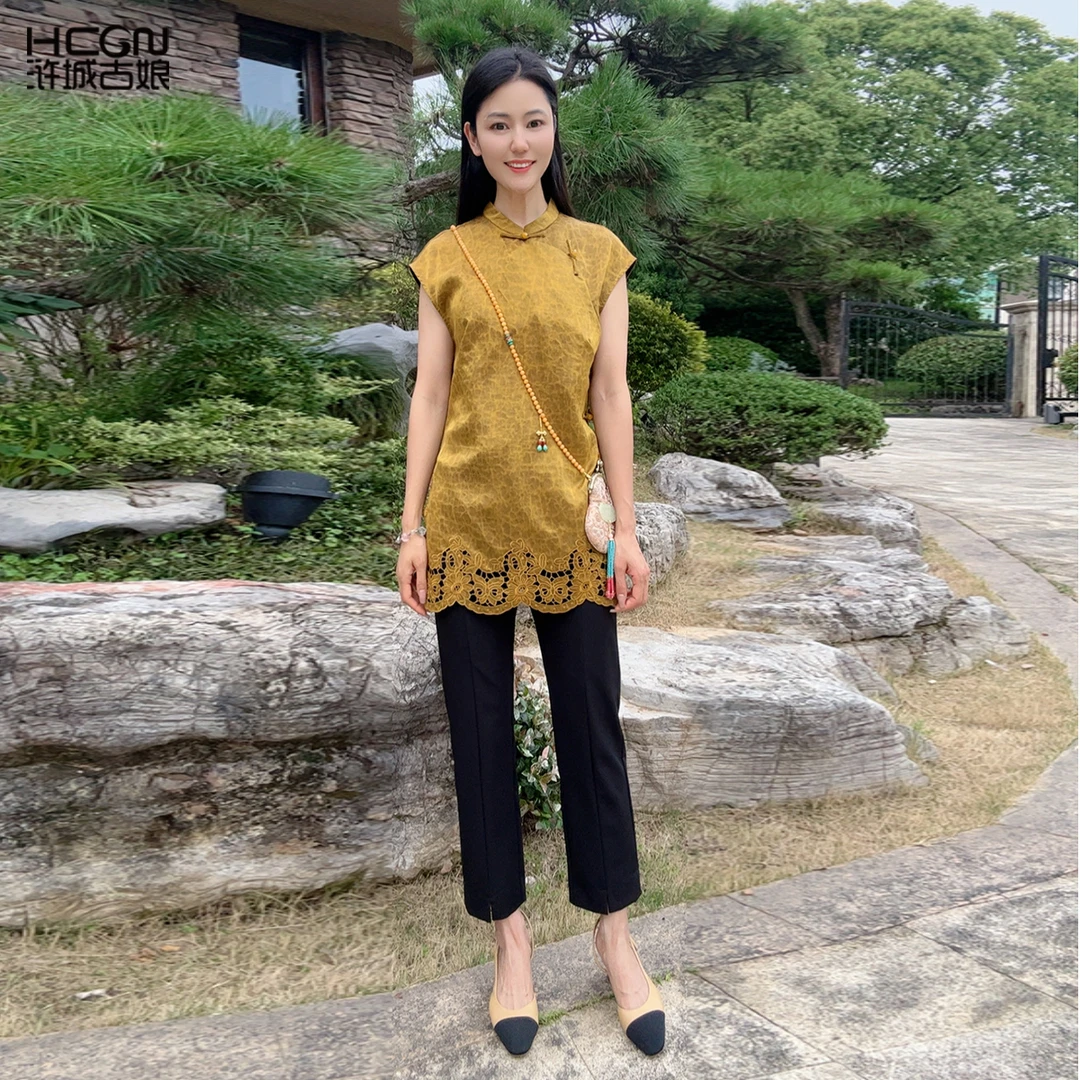 浒城古娘中国风百搭黑色长款夏季舒适女士长裤休闲裤WH0500506