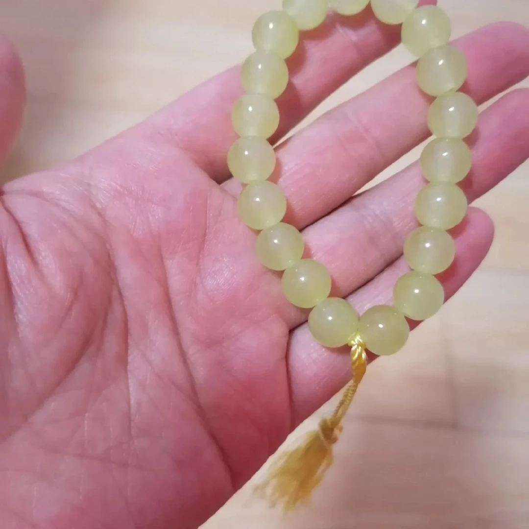 非金属莫桑石手链 淡雅黄古风女款单圈精美手饰玉手串串珠配饰