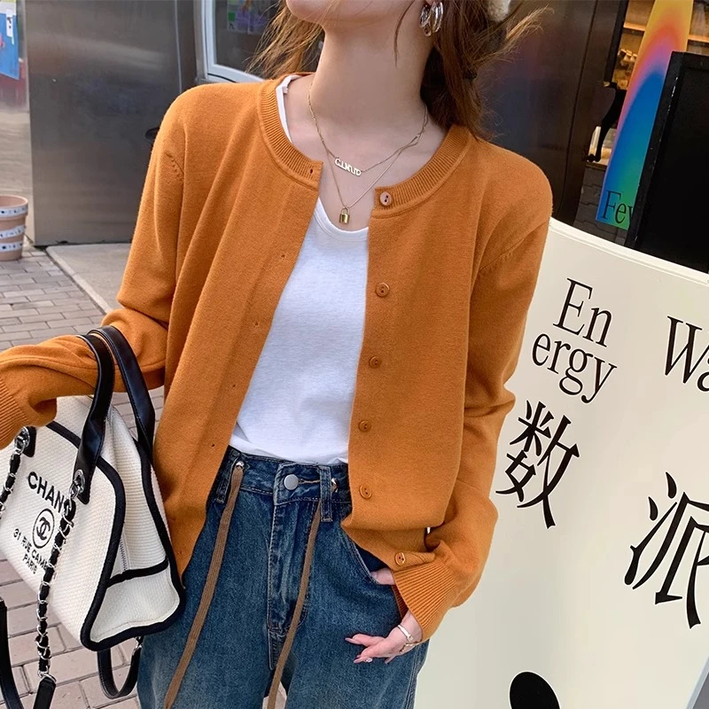 针织开衫外套春秋新款女装2025爆款圆领毛衣女宽松时尚百搭上衣