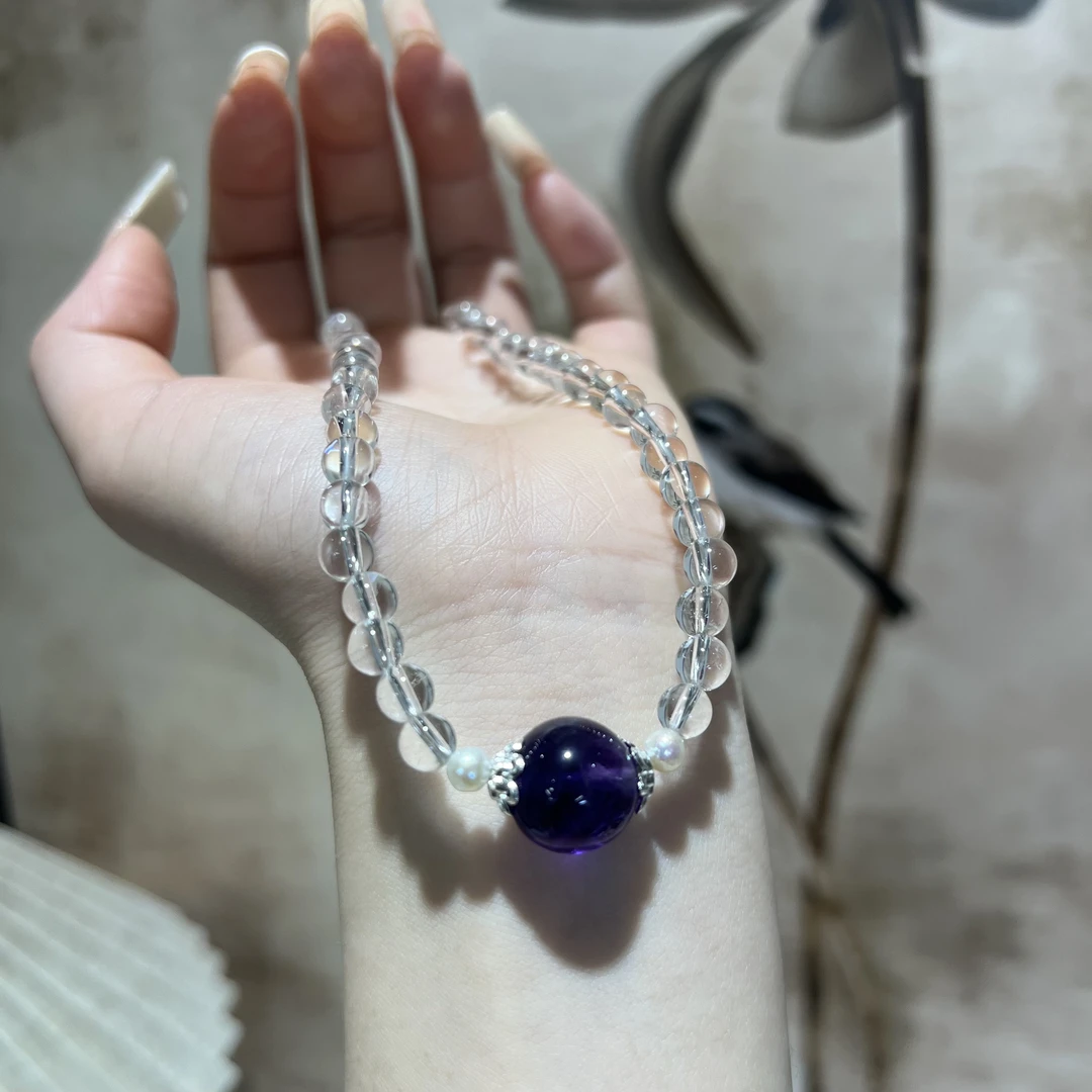 【月月家】G029天然紫水晶项链14-15mm多样性发其一