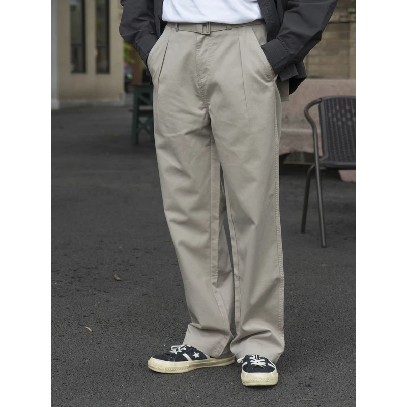 LABSTORE日系复古工装休闲裤宽松百搭斜纹布裤 浅卡其长裤通勤