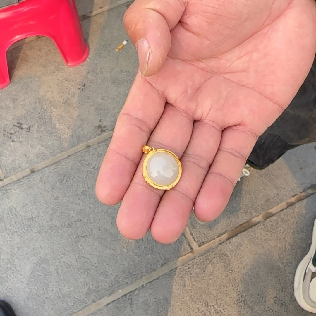 和田玉颈饰银S925镶嵌