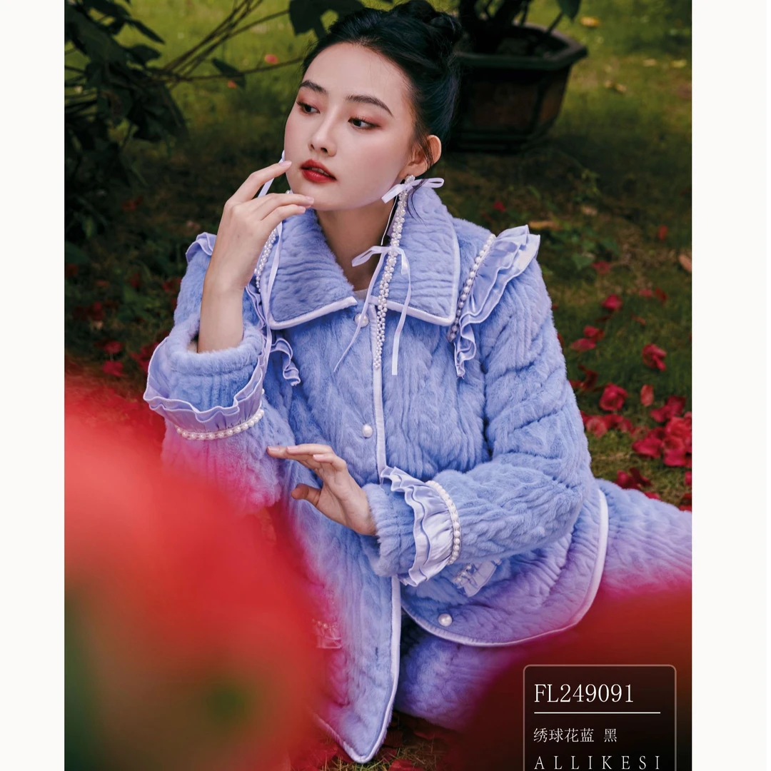 2025冬季夹棉睡衣艾黎克斯设计师轻奢加厚轻奢可外穿家居服套装