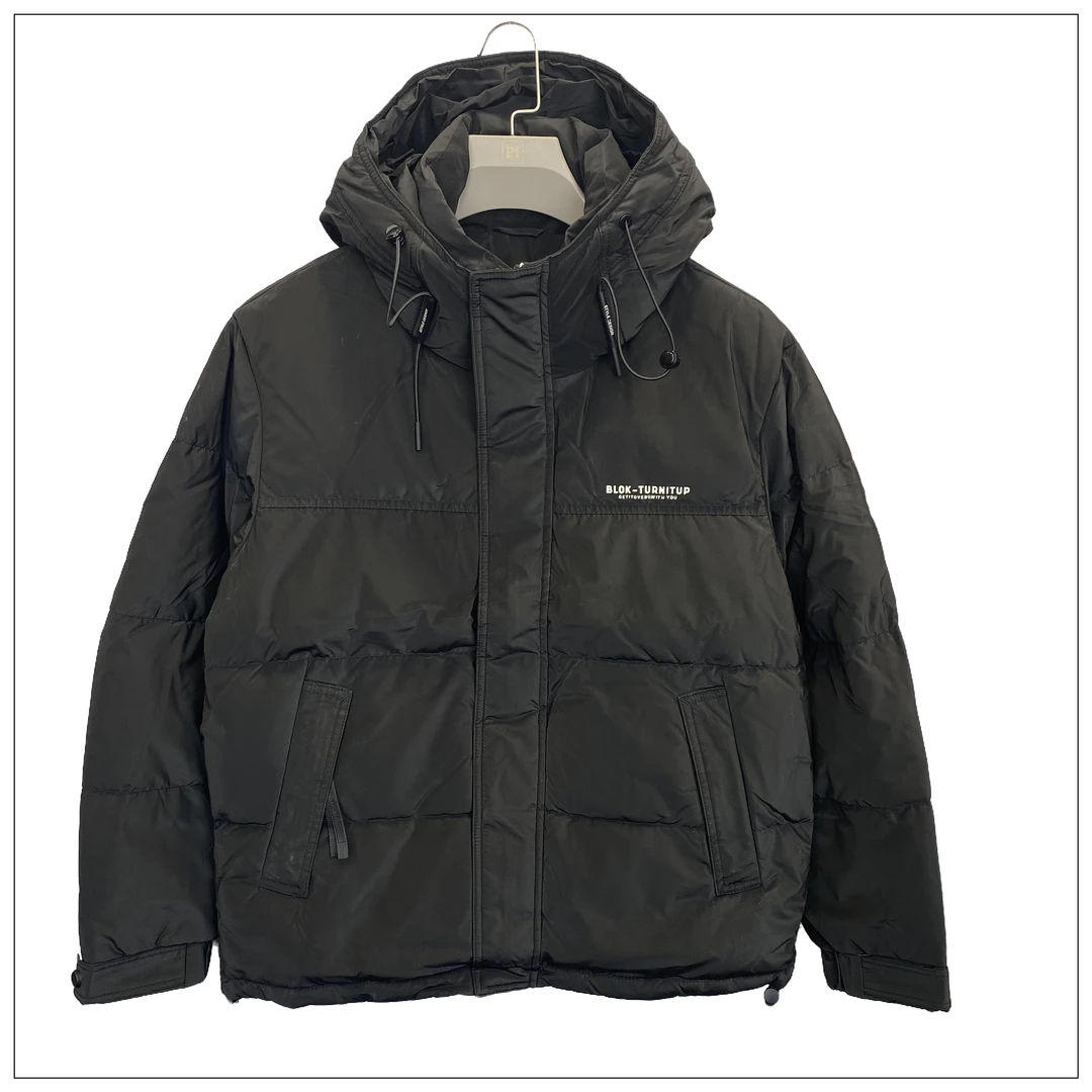 JPTHOME冬季轻尚合体版型字母印花休闲短款连帽羽绒服2345006318