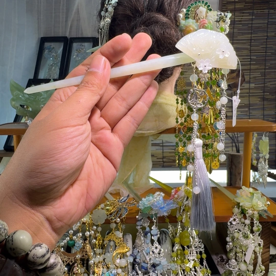 蛇纹石玉合金发饰