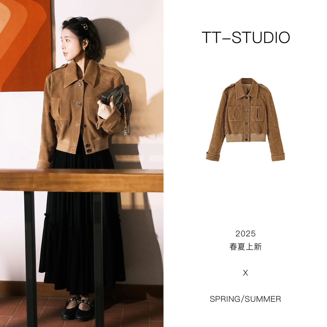 TT【缪斯】春夏新品羊皮单排扣奢感挺括有型皮衣外套TT-11F24353