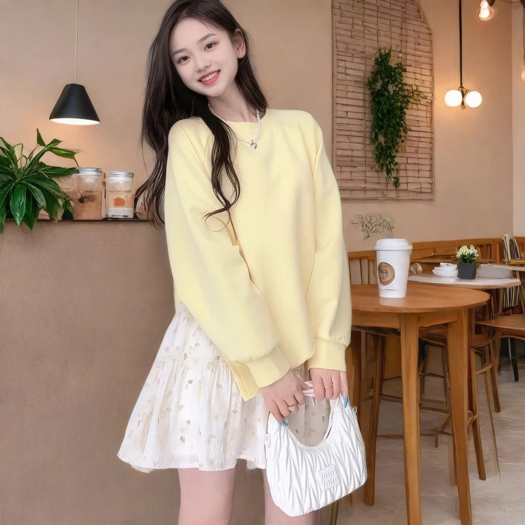 2025新款气质多色碎花短裙内拼接卫衣假两件休闲宽松卫衣连衣裙女