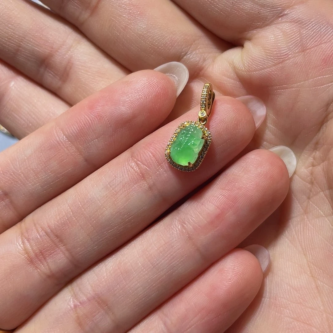 翡翠18K金镶嵌吊坠(不含链)