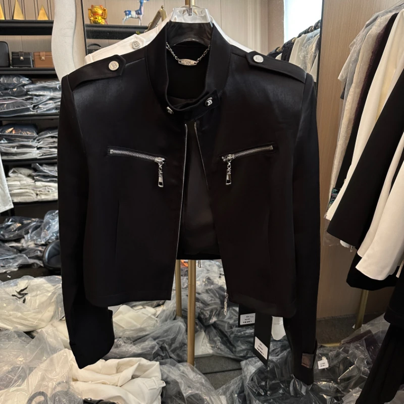 2025春夏新款立领短款外套女设计感机车夹克韩版潮流ins时尚上衣