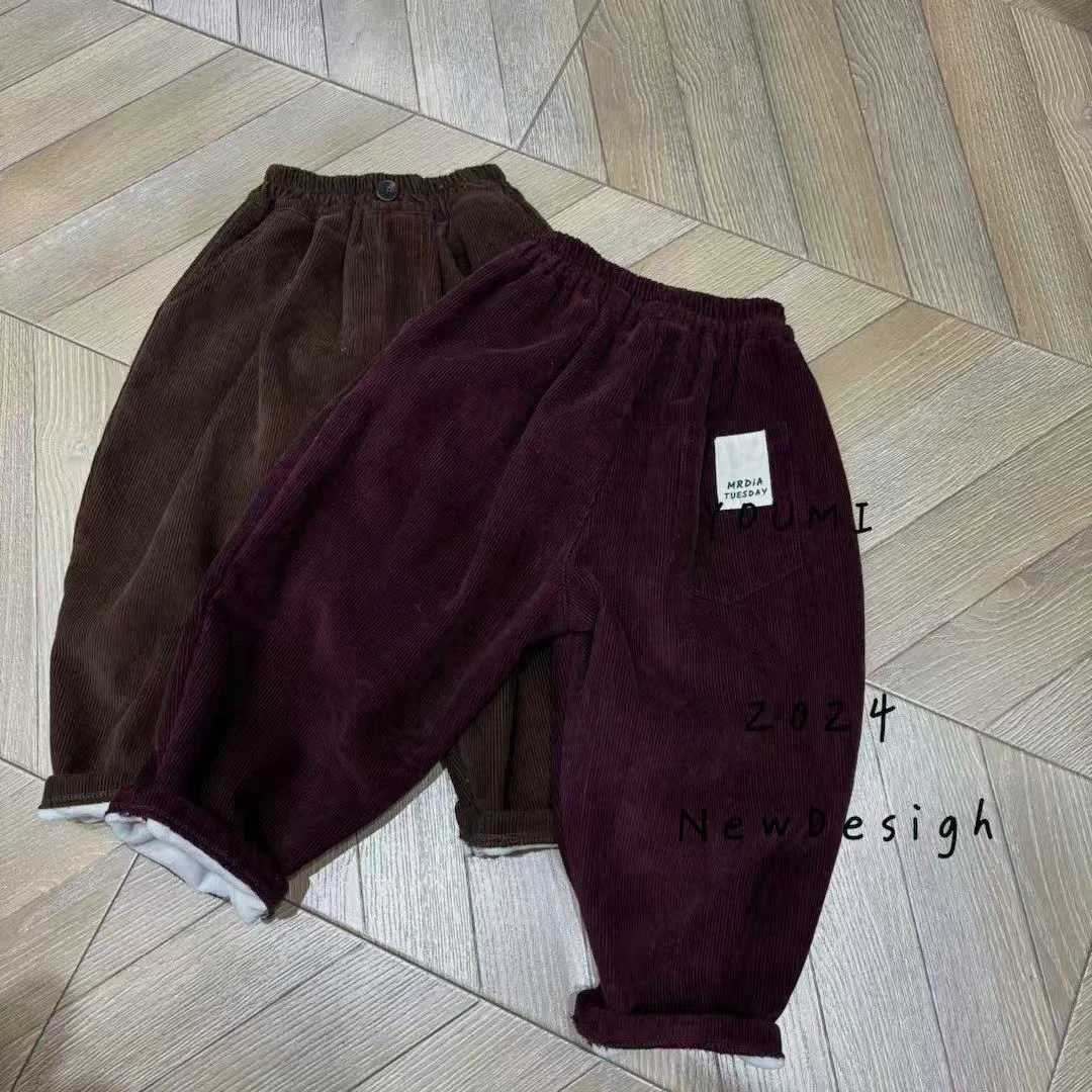 （现货）6120儿童灯芯绒后兜贴标裤