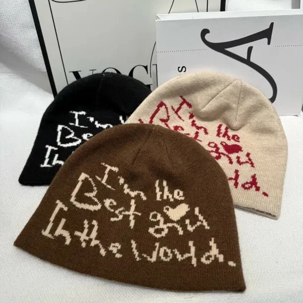 韩版秋季新款毛线帽女街头潮牌个性套头冷帽保暖护耳毛线帽显脸小