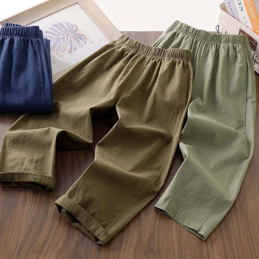 258XK8童装男女孩夏季新款棉麻阔腿长裤中大童吸湿排汗防蚊休闲裤