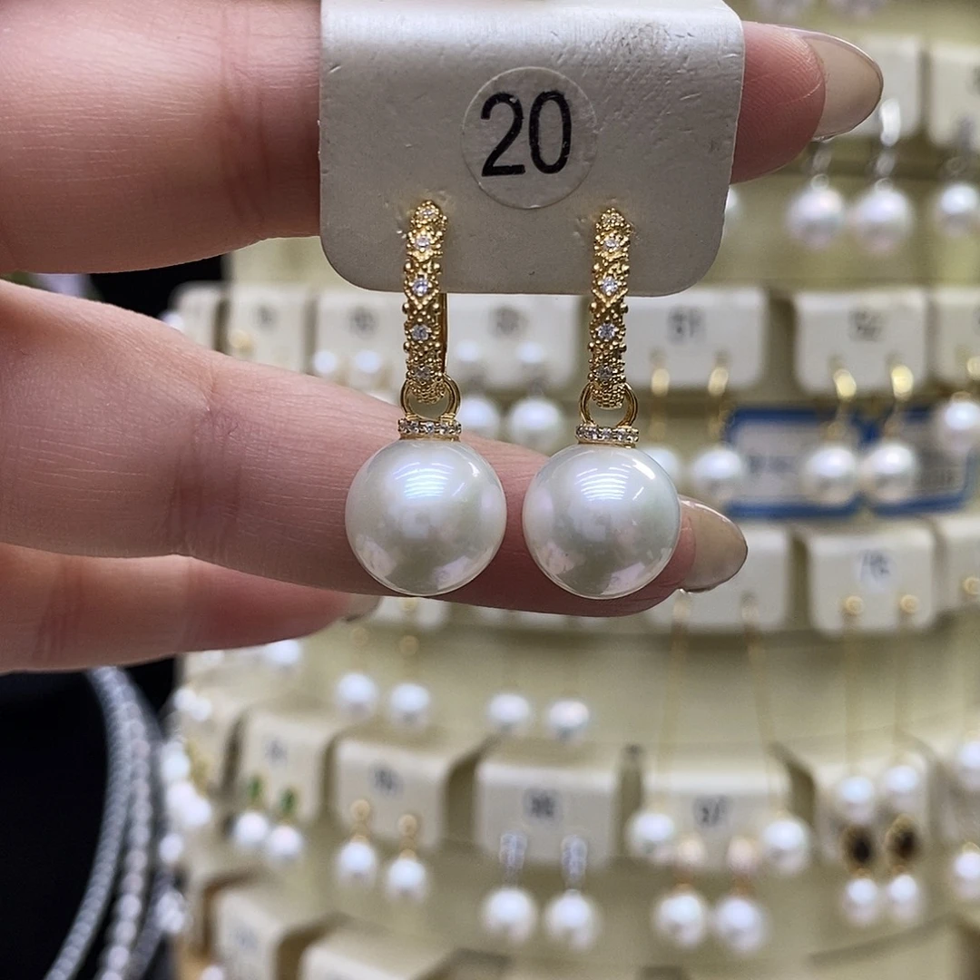 银S925镶嵌淡水珍珠耳饰