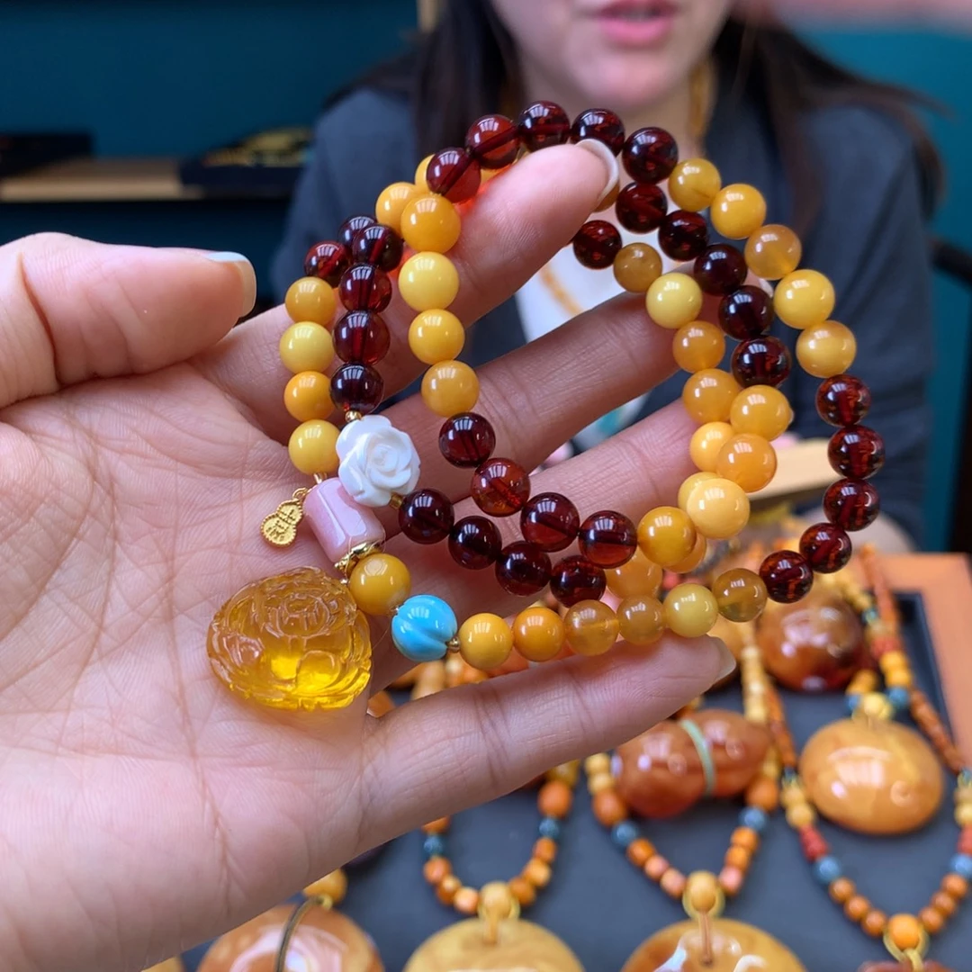 琥珀未镶嵌手串微瑕