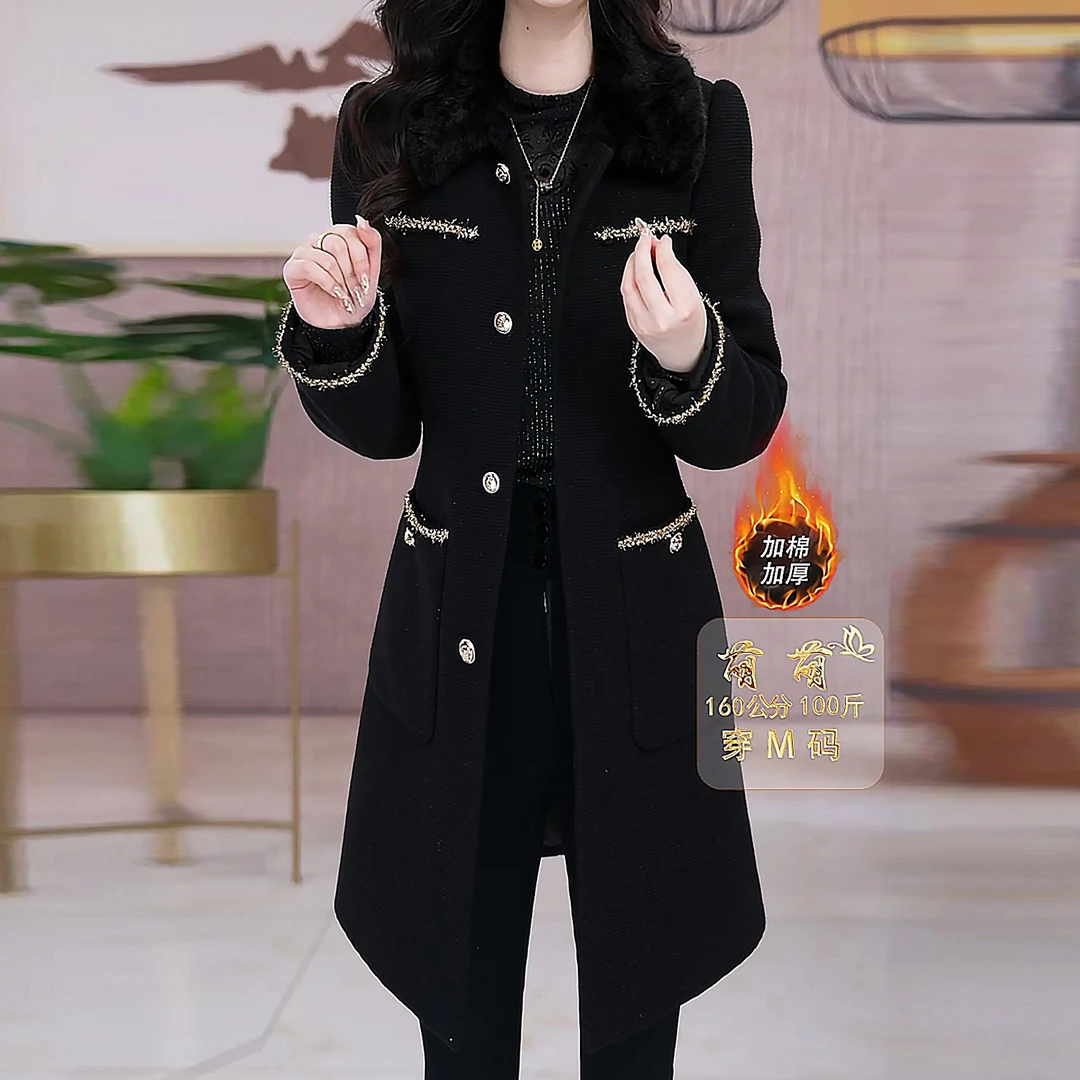 加棉加厚女装风衣外套2025秋冬新款修身时尚气质洋气呢子大衣棉服