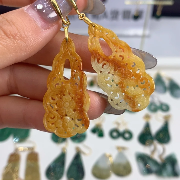 翡翠银S925镶嵌耳饰耳饰