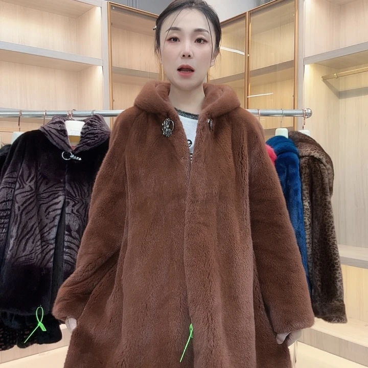 长款焦糖色连帽01046