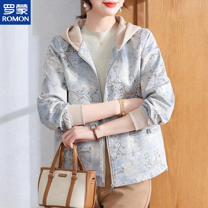罗蒙时尚妈妈秋装2025新款外套中老年女休闲上衣春秋风衣夹克衫