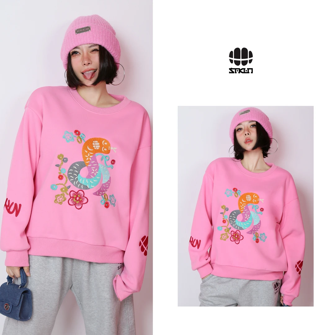 【欧若风】SAKUN刺绣立体重工彩色绣花加绒情侣款3154-1414997-JS