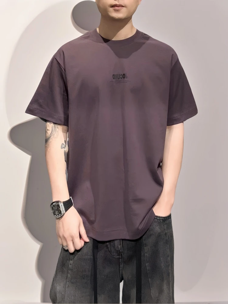 夏季新款简约字母印花宽松T恤男青年休闲重磅百搭舒适短袖流行