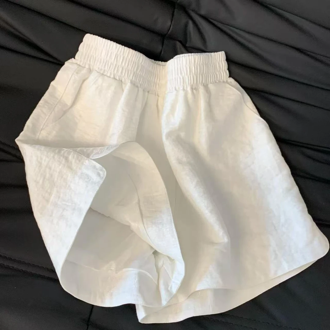 白色开叉透气短裤女夏季薄款宽松小个子百搭a字百搭显瘦休闲裤子