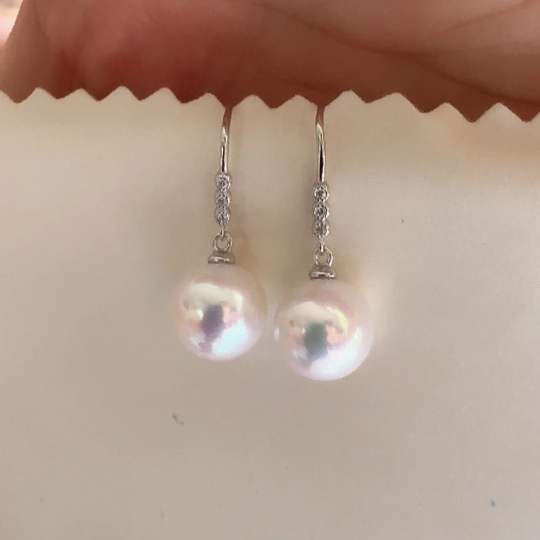 银S925镶嵌淡水珍珠耳饰耳钩款