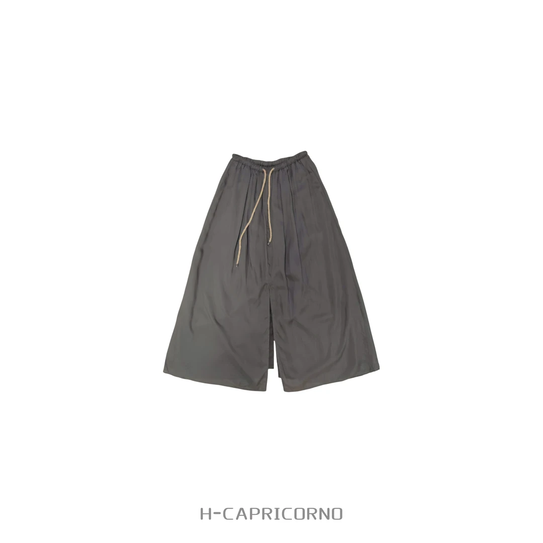 H-CAPRICORNO定单款森林绿宽松宽松高开叉长半裙