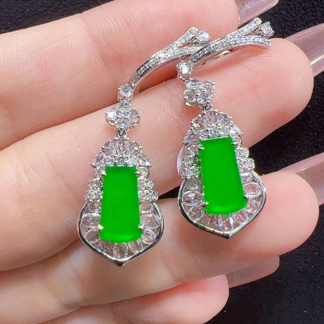 翡翠耳饰18K金镶嵌耳坠