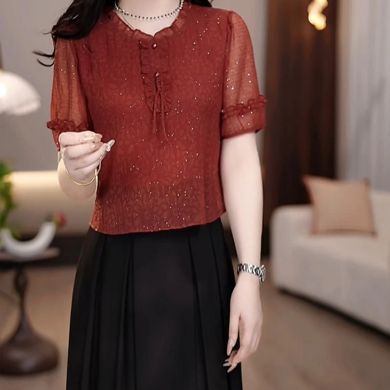 2025夏季新款时尚优雅高端精致轻薄透气收腰显瘦遮肚假两件连衣裙