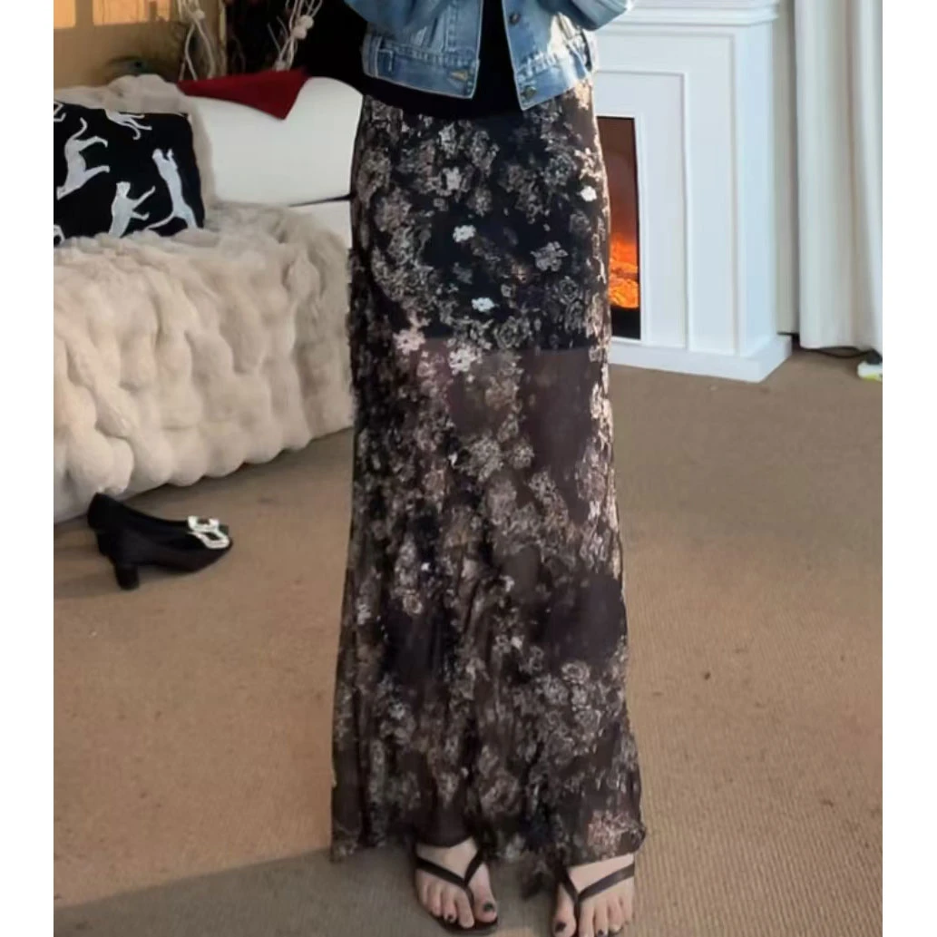 2025新款高级感遮肉显瘦繁花半身裙复古时尚气质百搭碎花长款