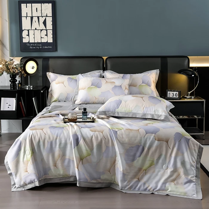 【柔赛丝水光锻】夏被四件套/颜色随机被芯不可拆开/200*230+-5cm