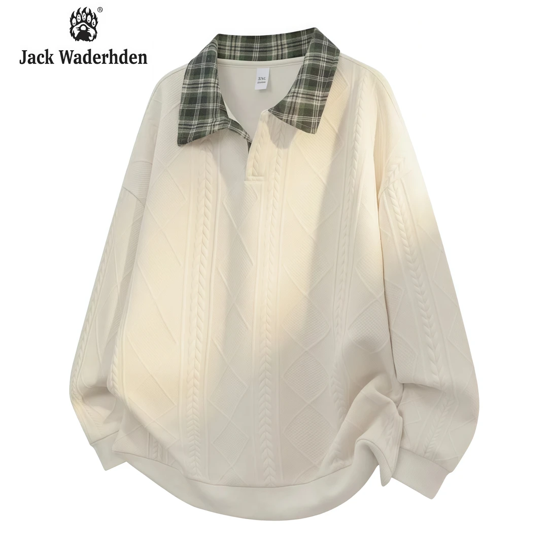 Jack Waderhden潮牌卫衣男款秋季爆款美式提花假两件长袖上衣男