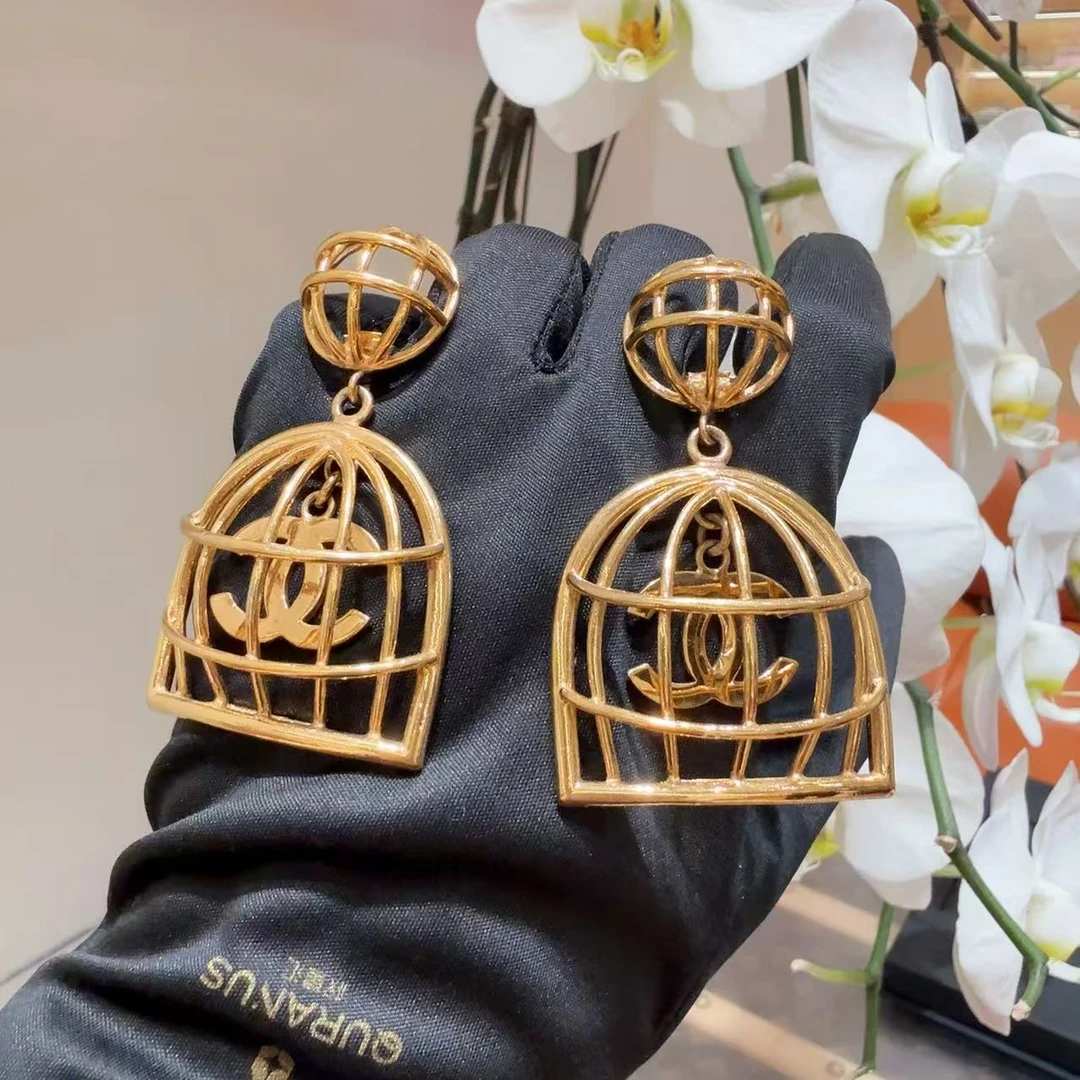 99新 Chanel/香奈儿 中古Vintage鸟笼耳夹/王鸥同款