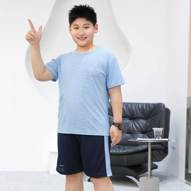 男童夏季套装儿童宽松透气运动服男孩夏天薄款短裤短袖速干两件套