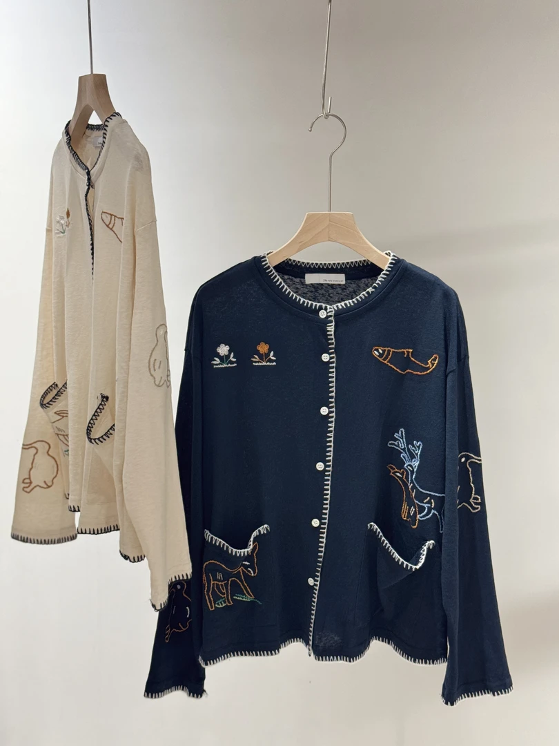 SANSAN 韩国资源款  纯手工勾花刺绣开衫 夏季防晒空调衫