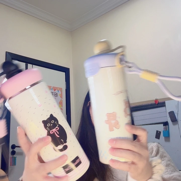 钢化玻璃316可爱悬浮球保温杯