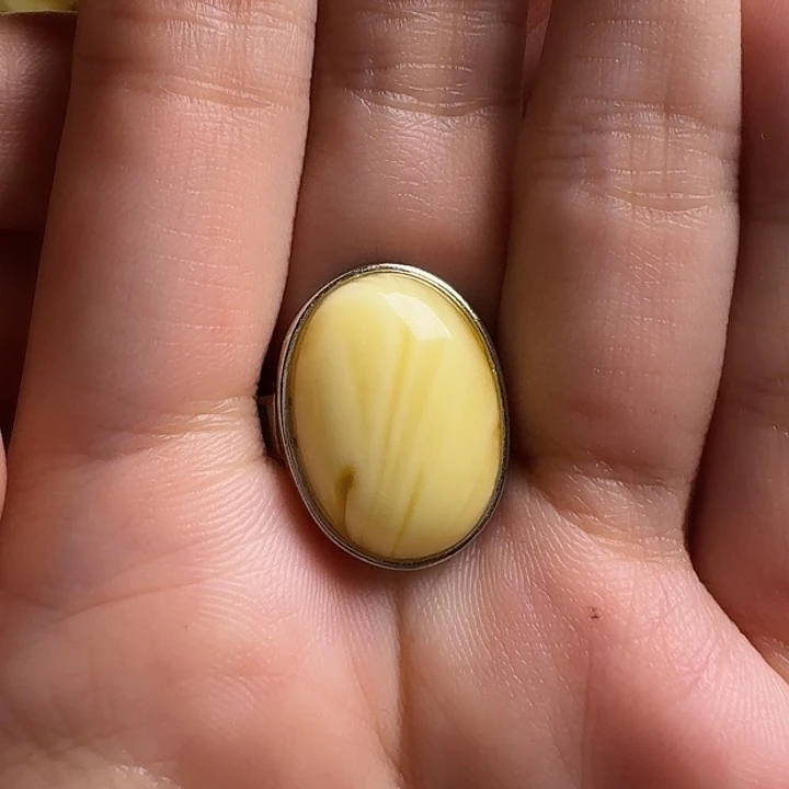 蜜蜡银S925镶嵌戒指戒指