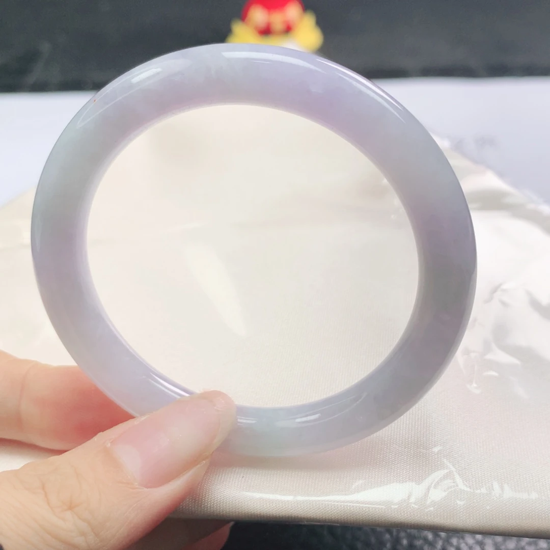 翡翠未镶嵌手镯翡翠52.7粉紫细圆条