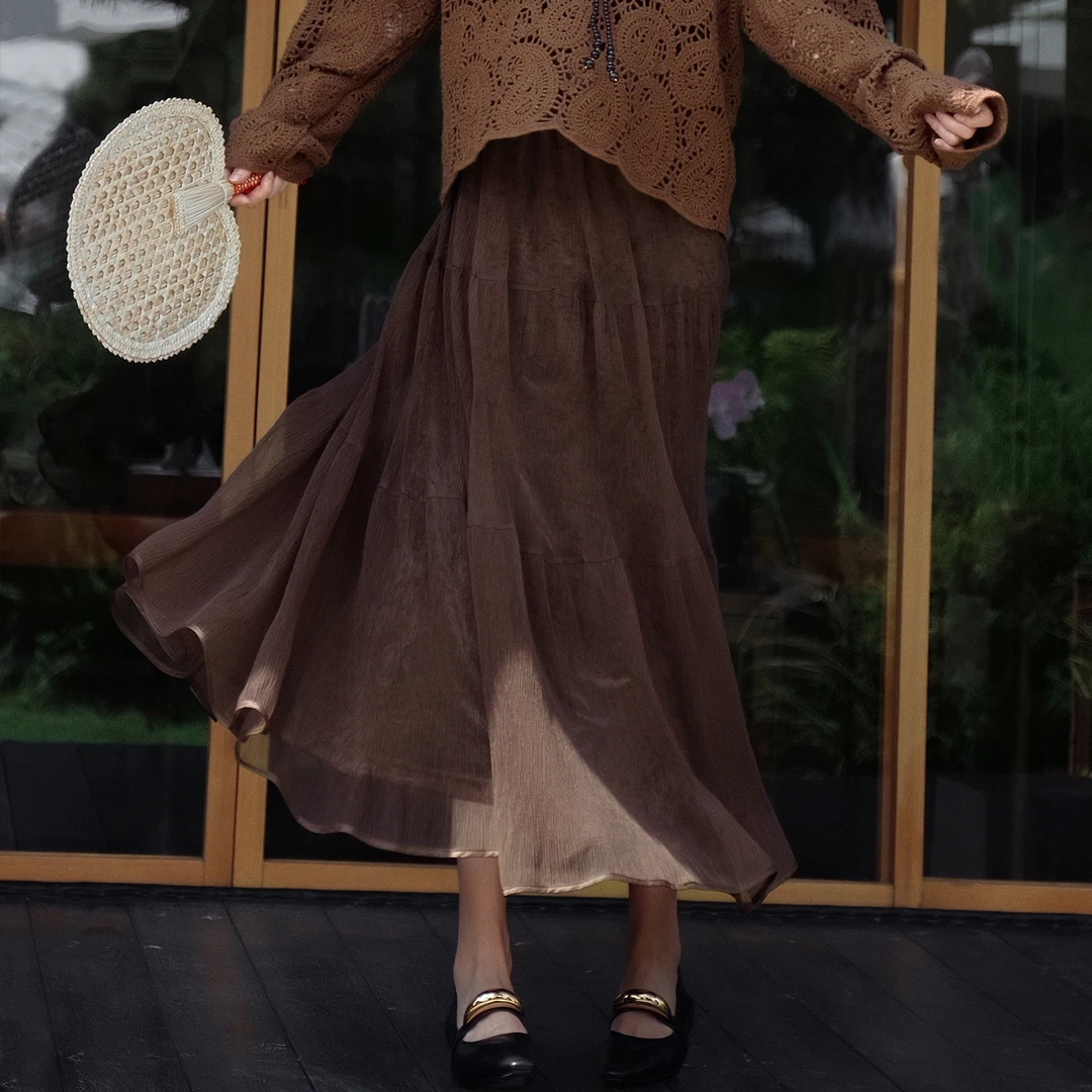 溶溶【动感星纱】RONGRONG 立体压褶清透肌理显瘦网纱半裙ZGC6Q1087