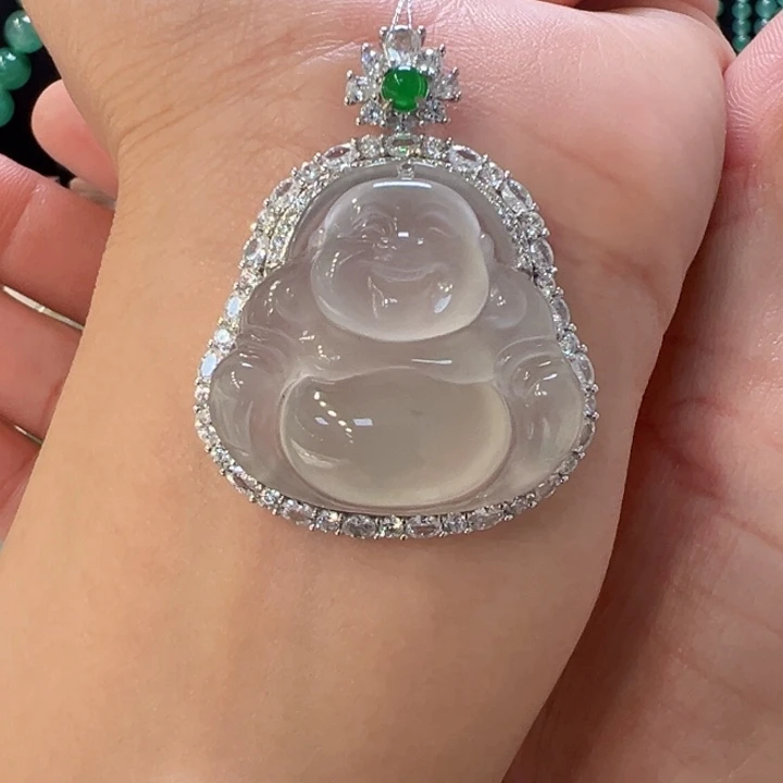 石英质玉银S925镀金镶嵌颈饰