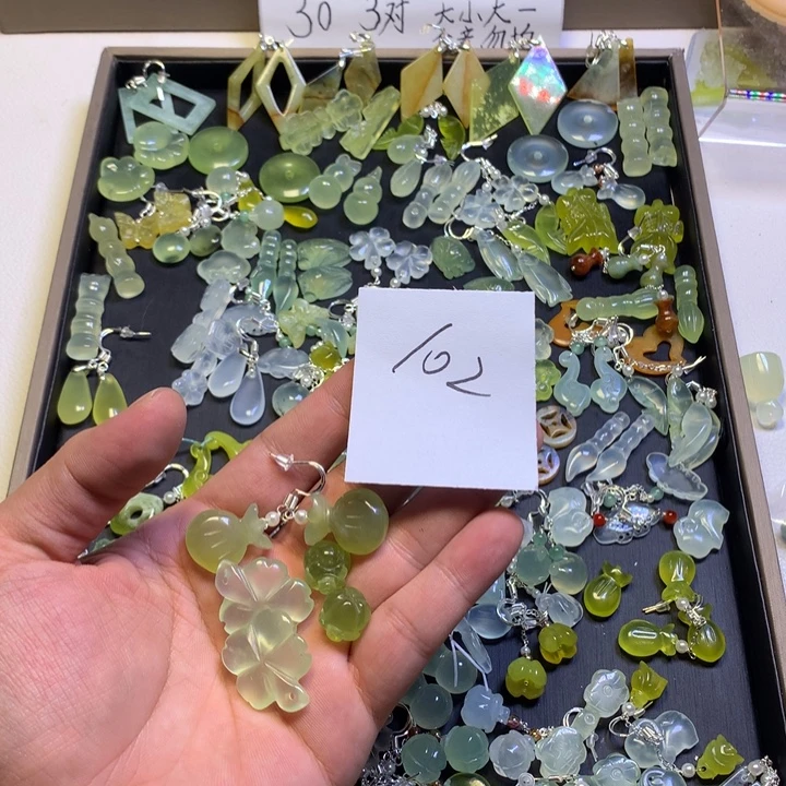 橙***水蛇纹石玉合金发饰
