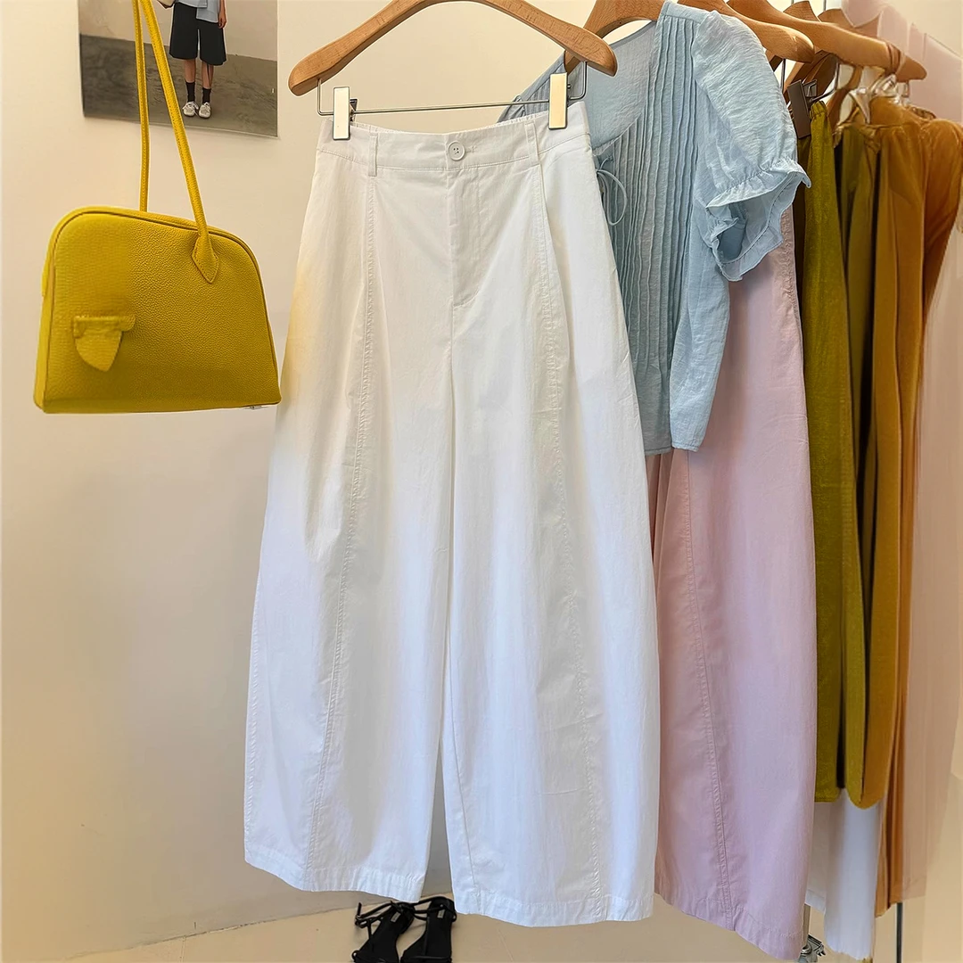 今年流行的气球裤女夏季2025新款宽松百搭粉色休闲裤九分香蕉裤子