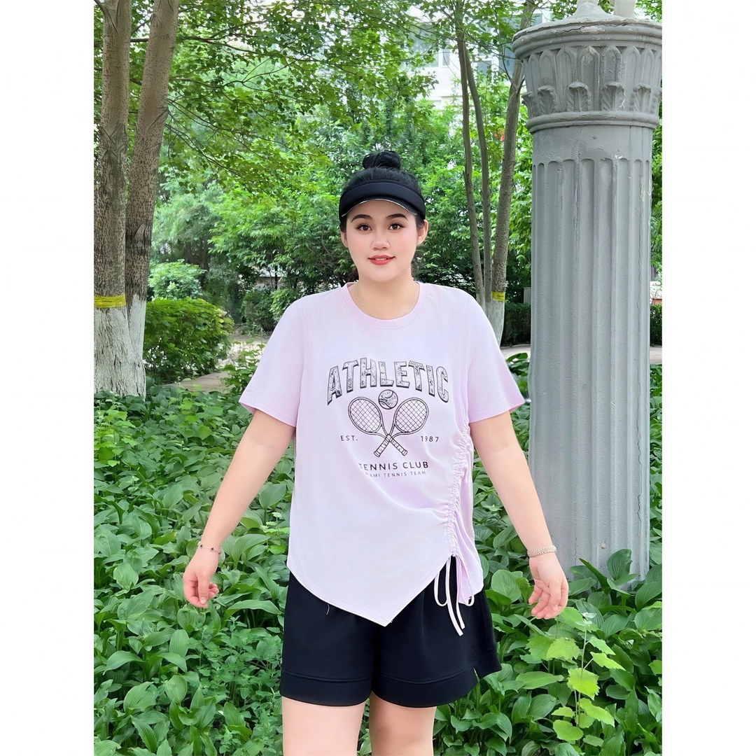 断码捡漏F青森絮语 / 设计师款不规则抽褶短袖T恤18273花契大码