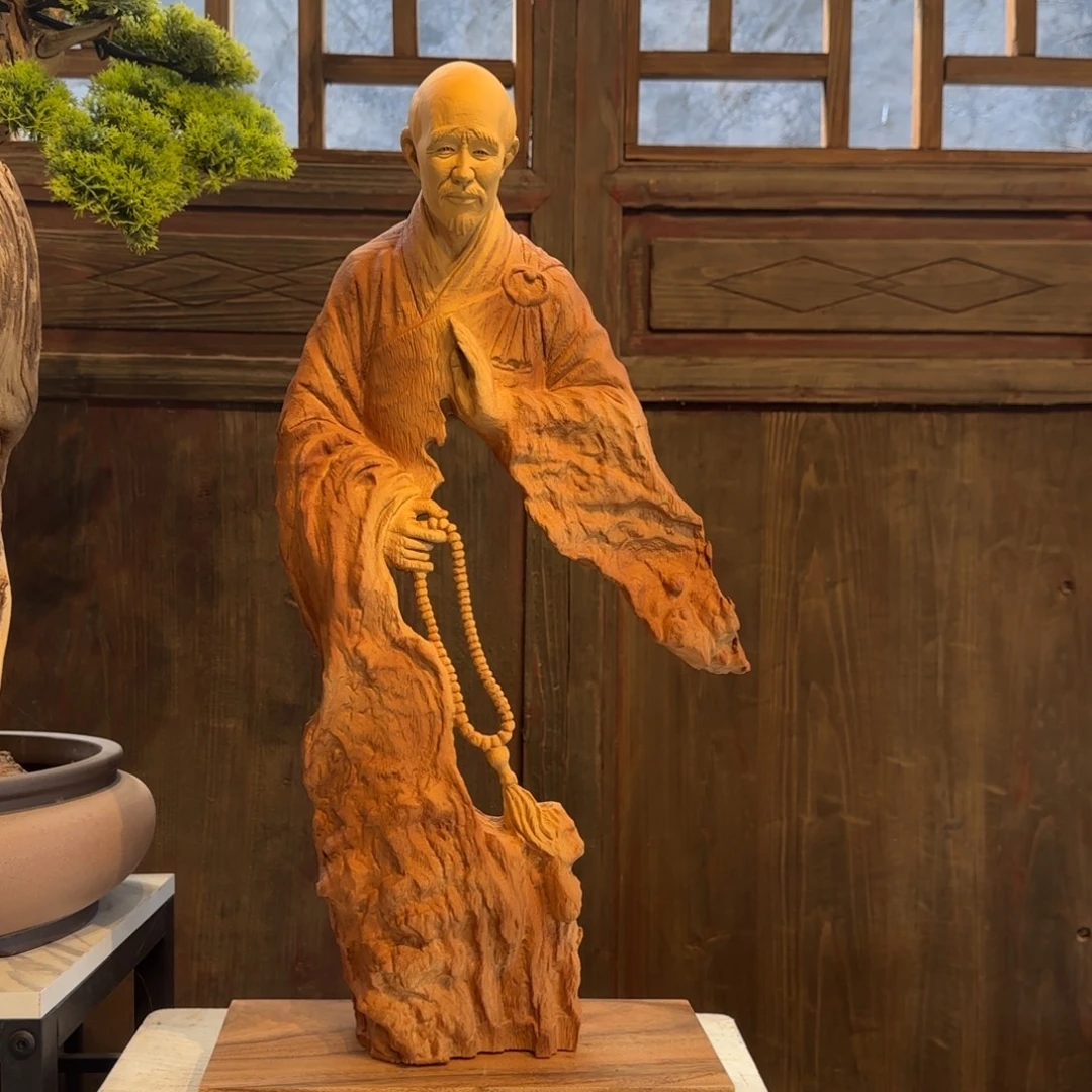 老***局香樟木香樟木弘一法师桌面摆件作品