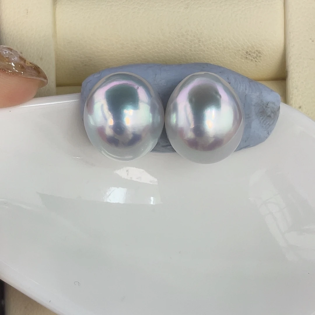 定制海水珍珠未镶嵌裸珠澳白银蓝12-13mm